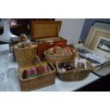 Sewing Work Box & Four Baskets of Assorted Sewing