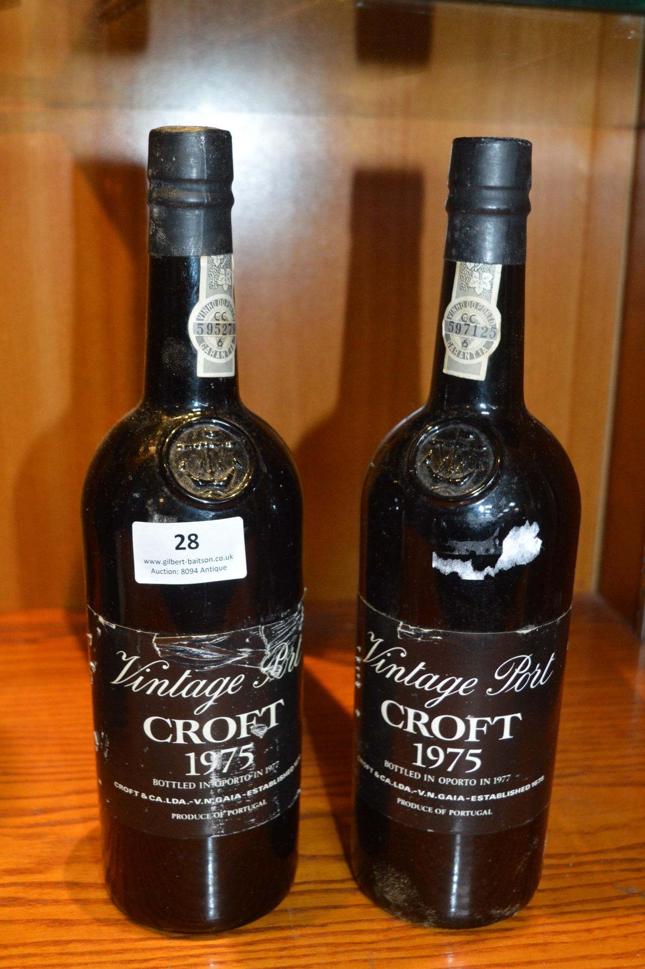 Two Bottles of Croft 1975 Vintage Port