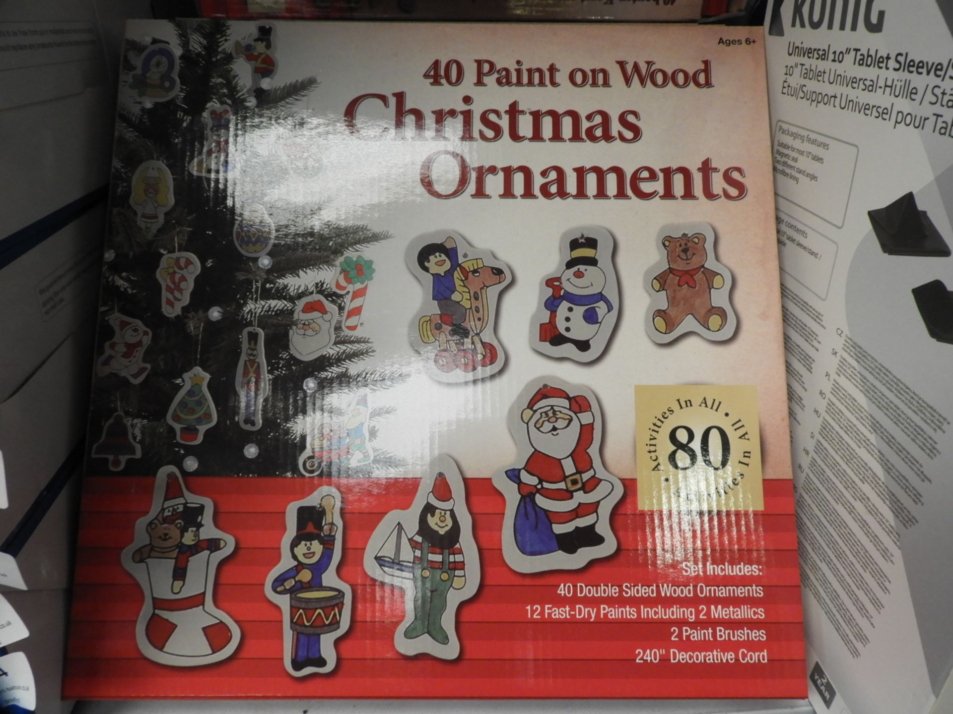 *Six Packs of 40 Paint on Wood Christmas Ornaments