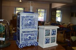 Blue & White Oriental Style Jewellery Box and One