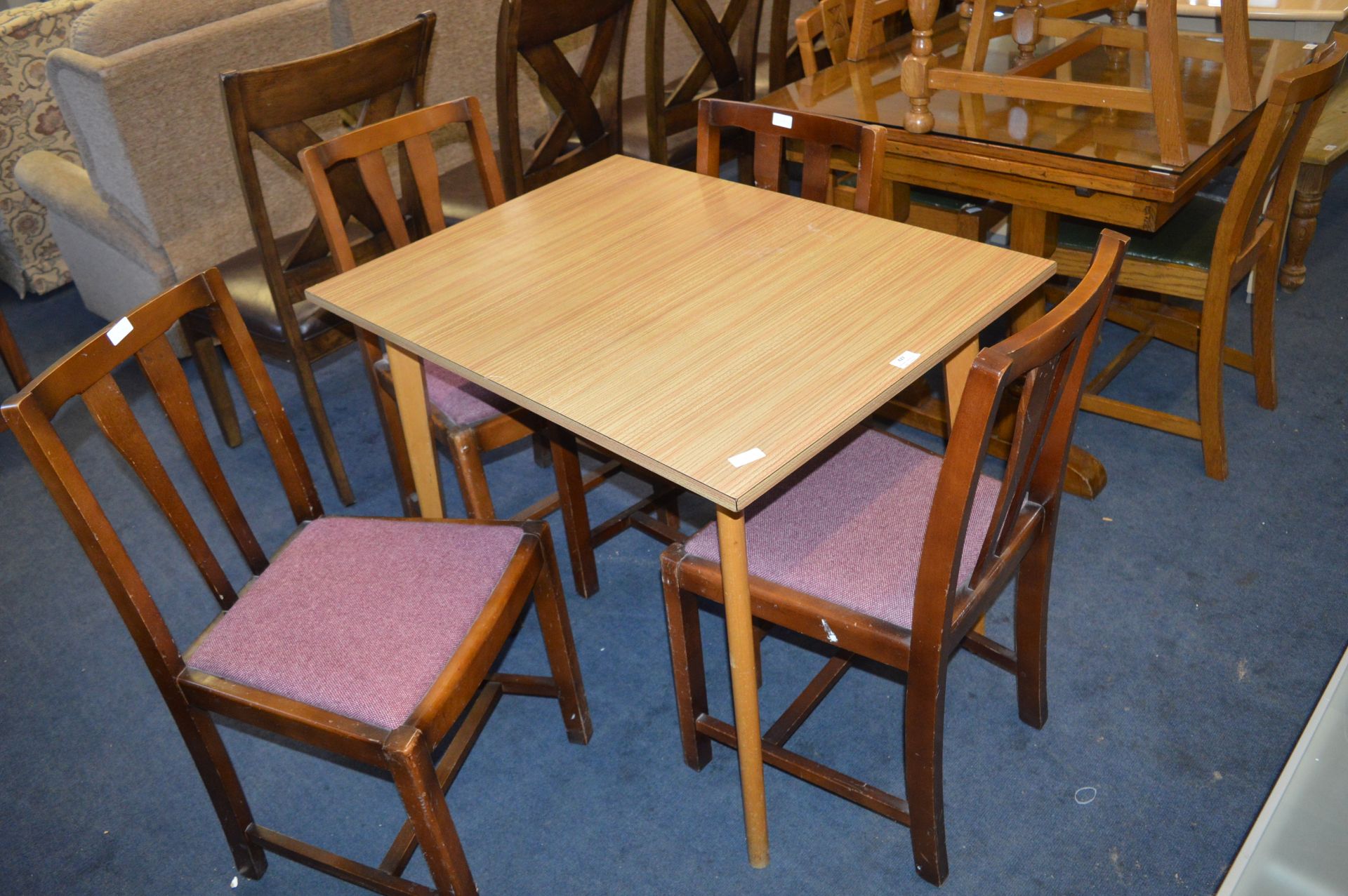 Retro Formica Topped Kitchen Table with Four Chair