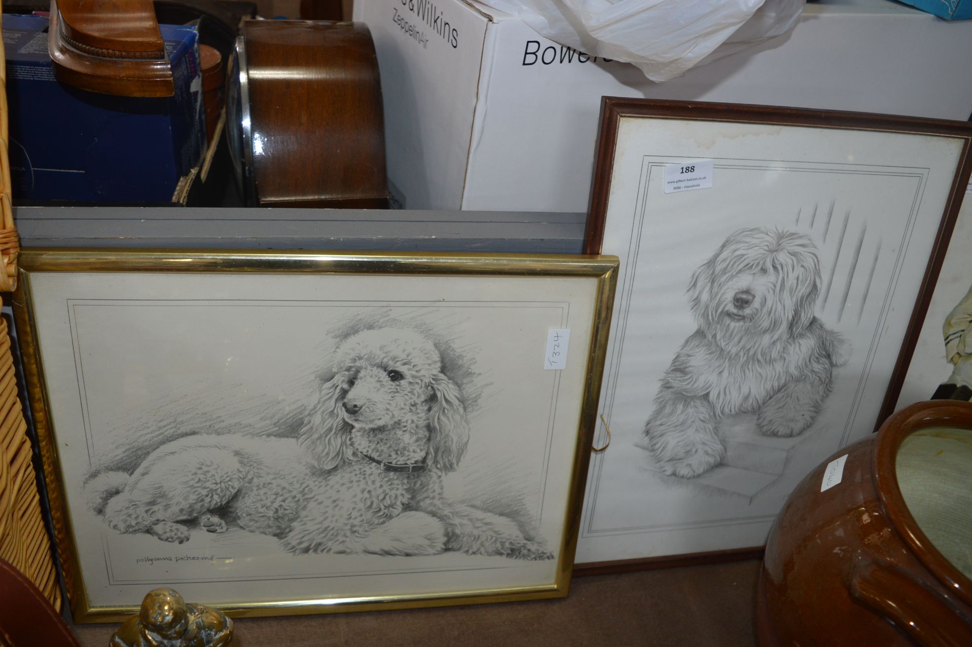 Two Framed Sketches of Dogs