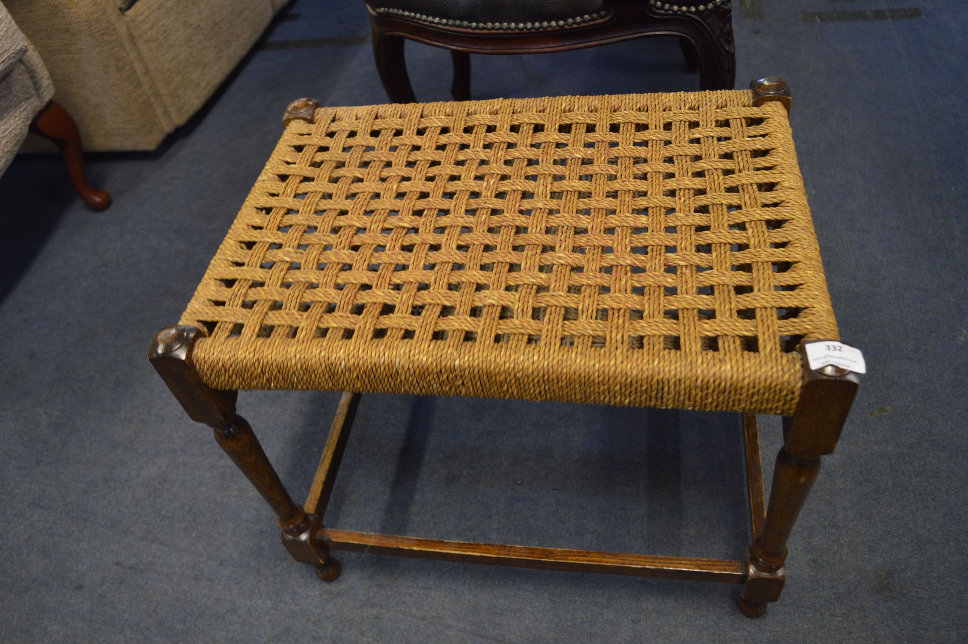 Oak Stool with Woven Seat