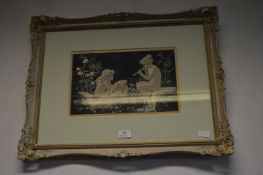 Gilt Framed Print - Cherubs Playing Pipe