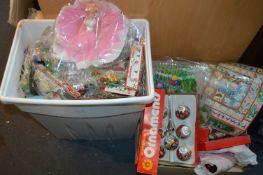 Laundry Basket and a Box of Christmas Decorations