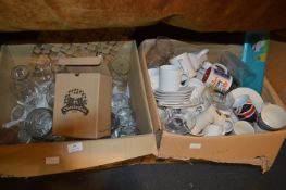 Glassware and a Box of Pottery, Mugs and Cups, etc