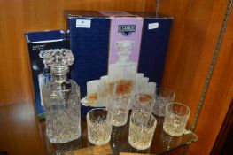 Cut Glass Crystal Decanter and Six Whiskey Tumbler