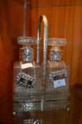Pair of Cut Glass Spirits Decanters - Gin and Whis