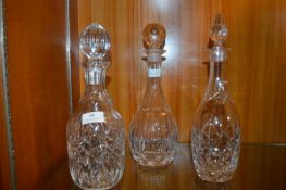 Three Cut Glass Crystal Decanters