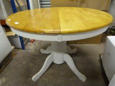 *Circular Wooden Dining Table on Painted Single Pe