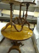 Three Wooden Single Pedestal Side Table and Two Wi
