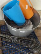 Assorted Kitchen Utensils, Plastic Jugs, Two Handl