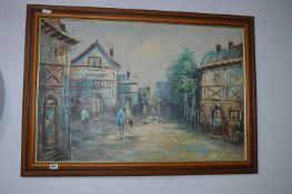 Oil on Canvas by Antonio - Continental Street Scen