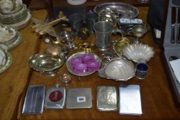 Assorted Metalware Including Silver Plate Cigarett