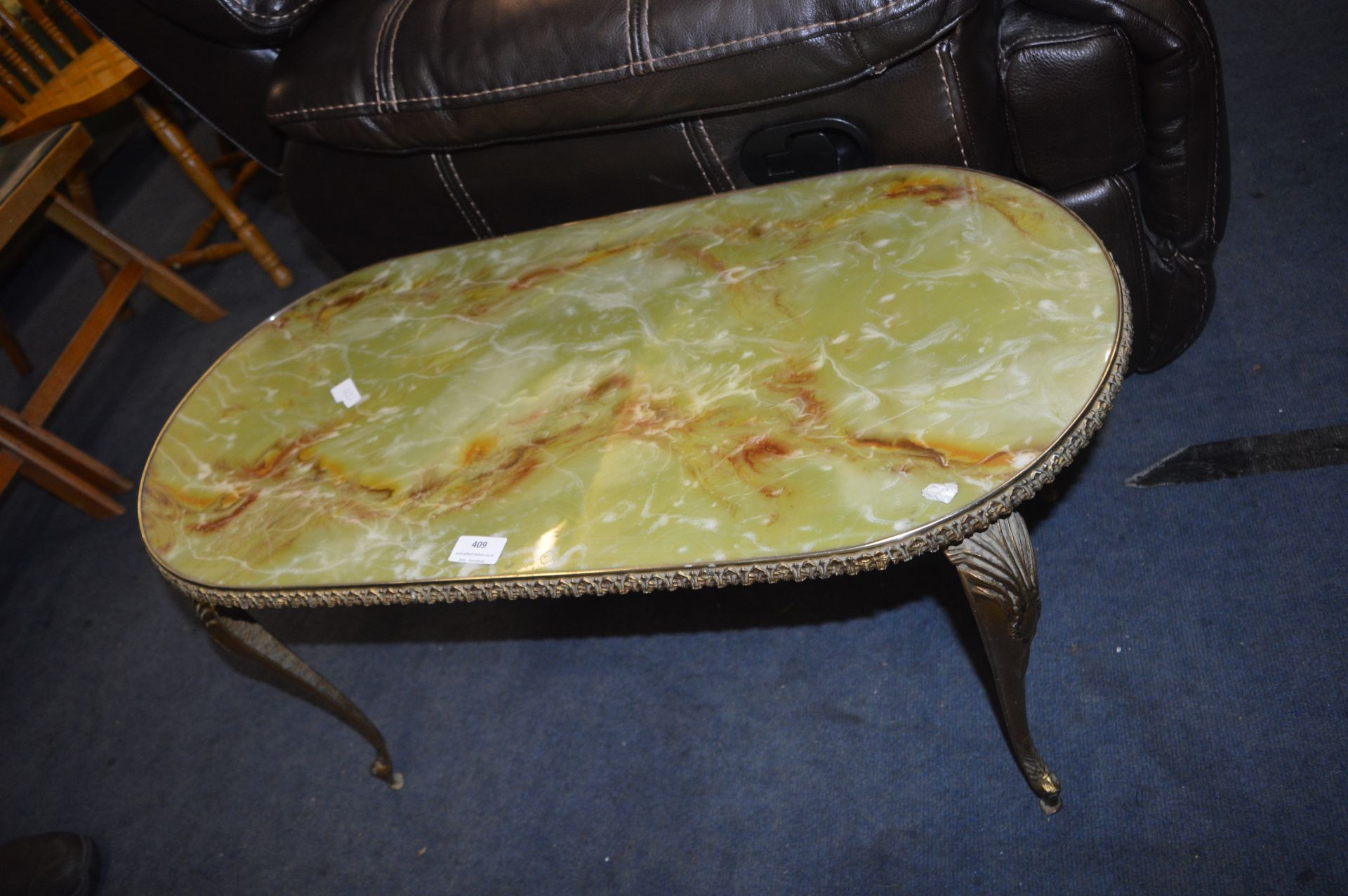 Marble Effect Brass Framed Retro Coffee Table