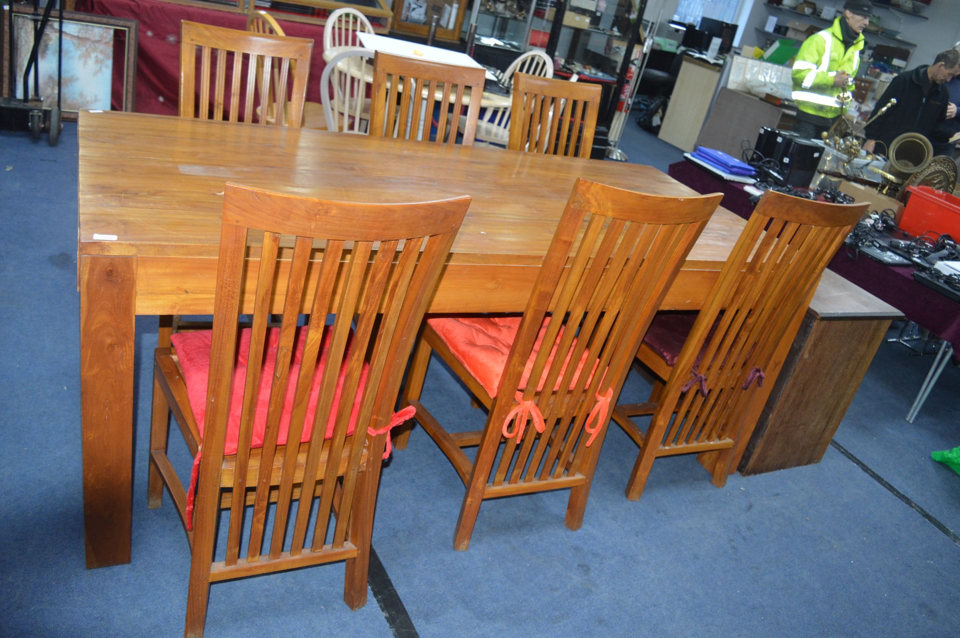 Chunky Pine Dining Table with Six Matching Chairs