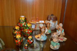 Russian Dolls, Pendelfin Rabbit Figurines, etc.