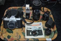 Pentax Spotmatic F 35mm Camera, Kako Flashgun, Cos