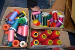 Three Boxes of Yarn and Thread Spools
