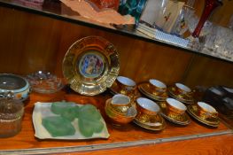 Czechoslovakian Copper Luster Part Tea Set by Bernadotte plus Other Glassware