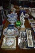 Aynsley and Royal Worcester Pottery and a Tray Pla