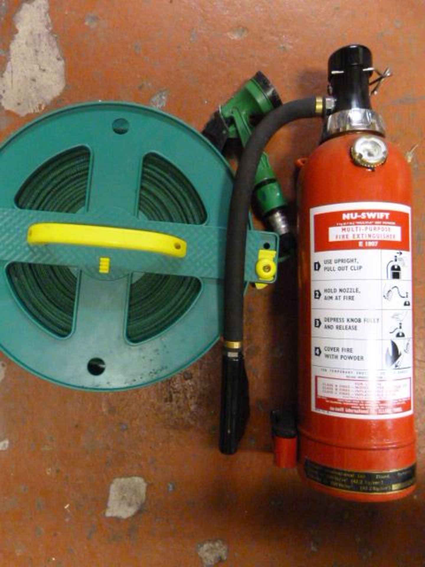 Hose Reel and Nu-Swift Multipurpose Fire Extinguis