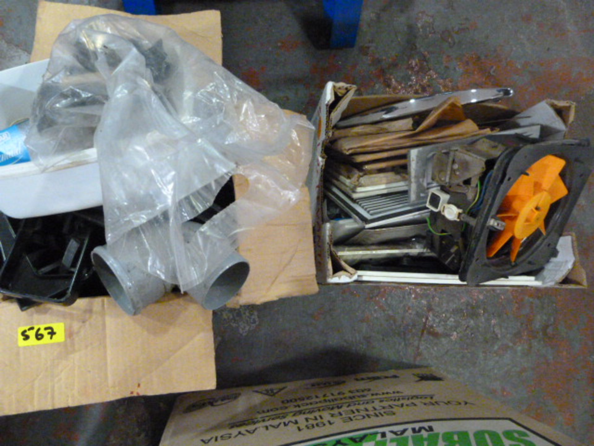 Boxes of Vent Covers, Fan, Guttering Brackets, etc