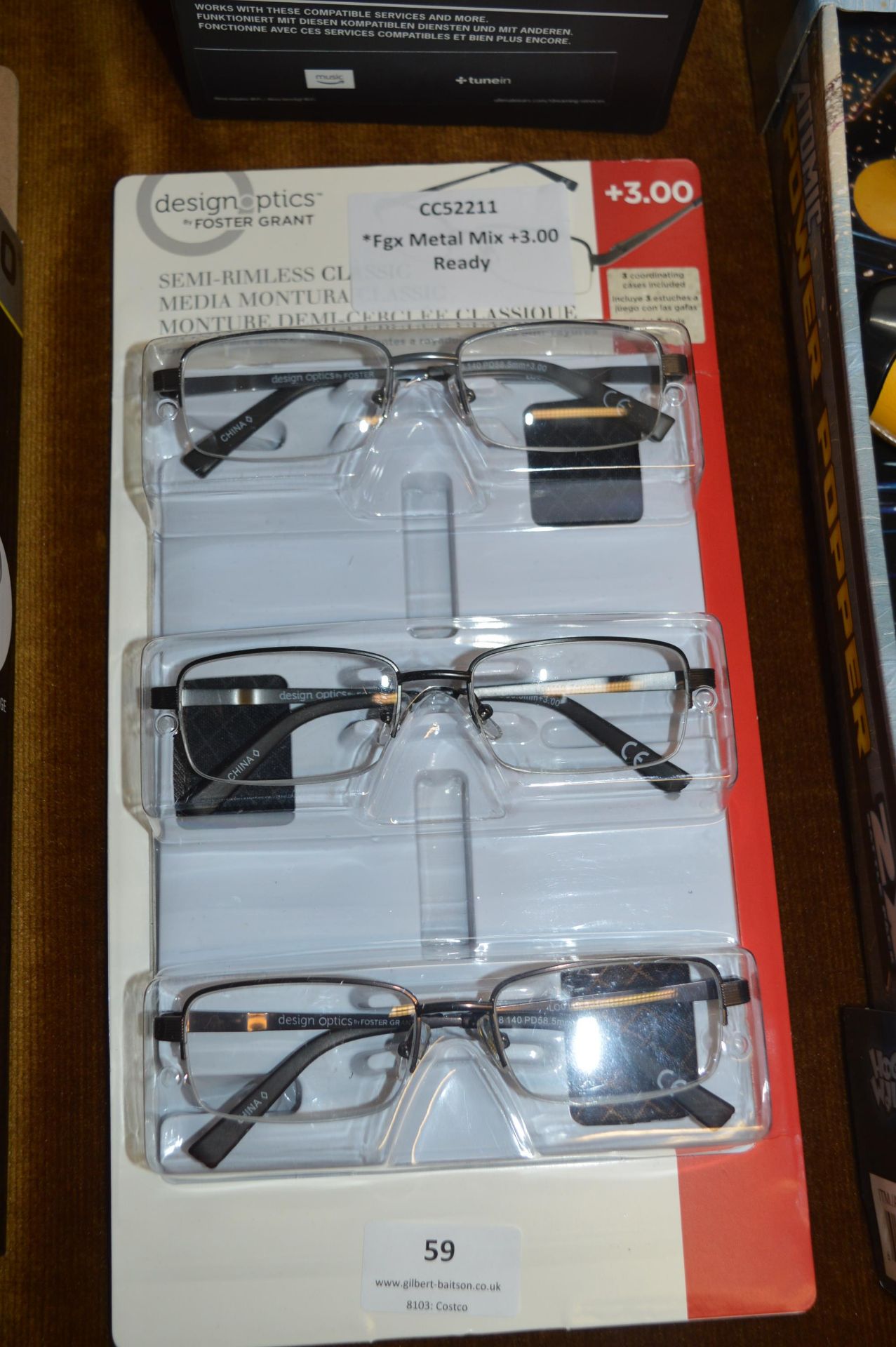 *FGX Metal Mix +3.00 Reading Glasses 3pk