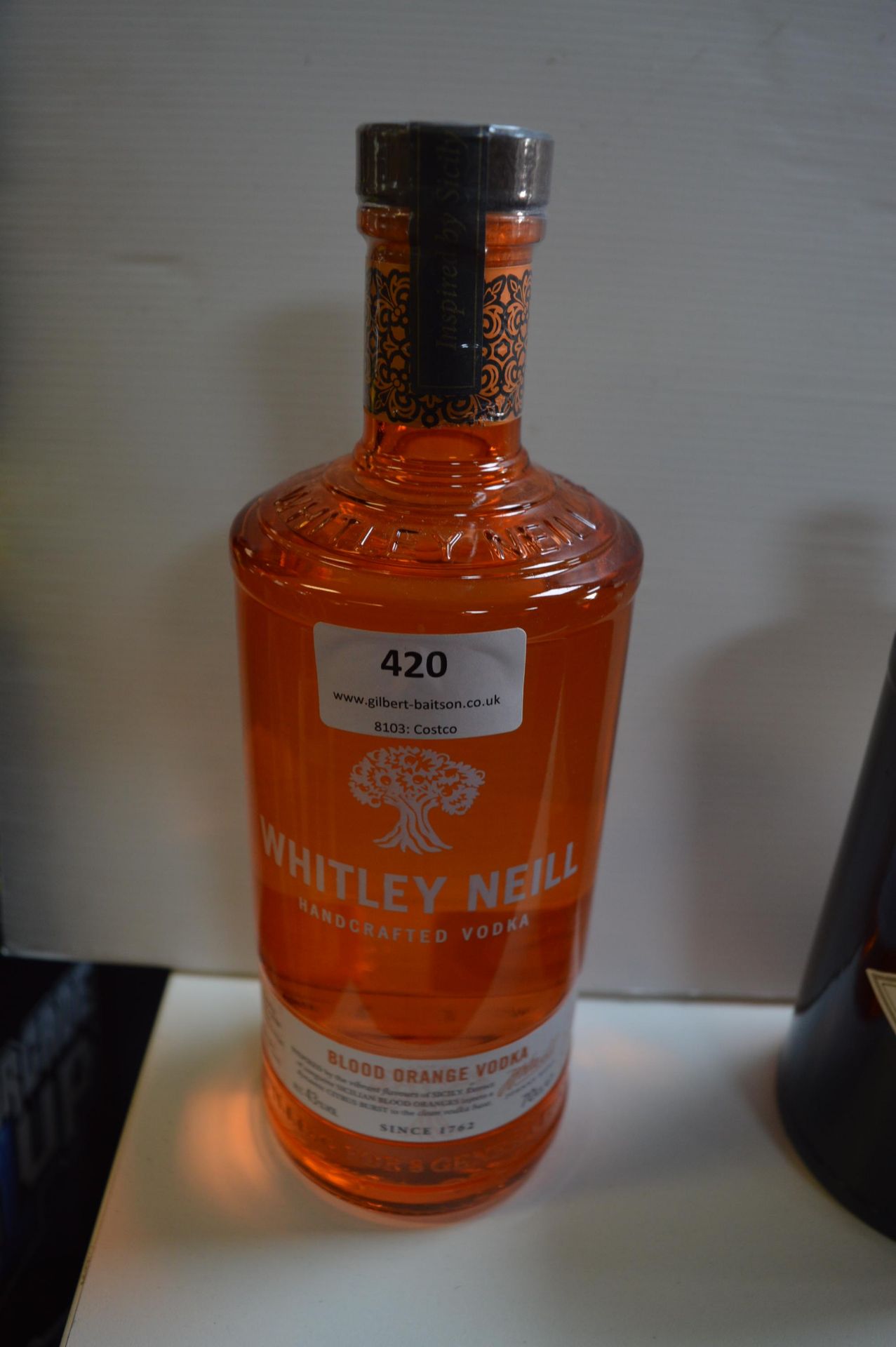 Bottle of Whitley Neill Blood Orange Vodka