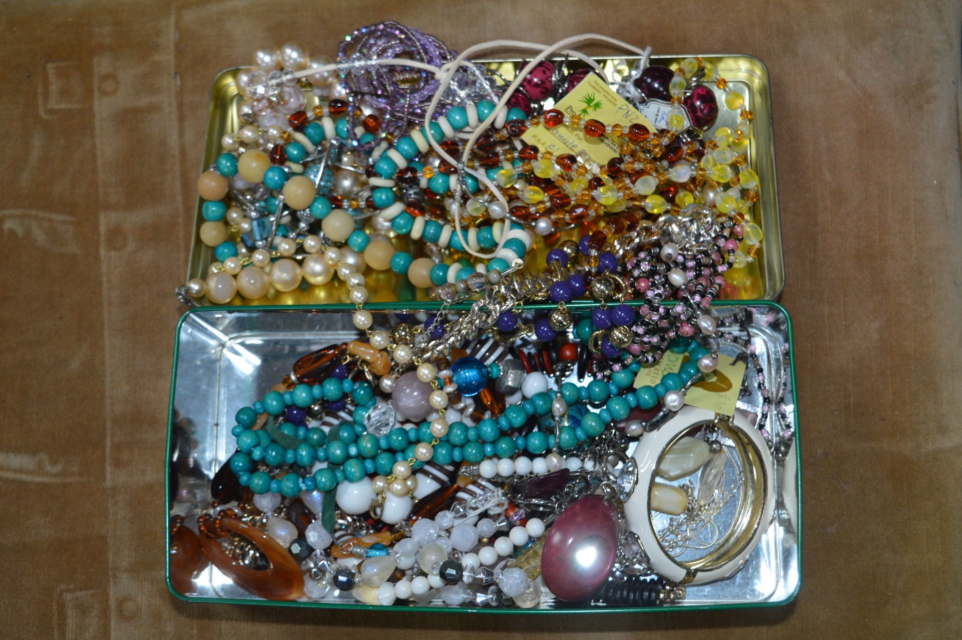 Tin of Modern Costume Jewellery; Bracelets, Neckla