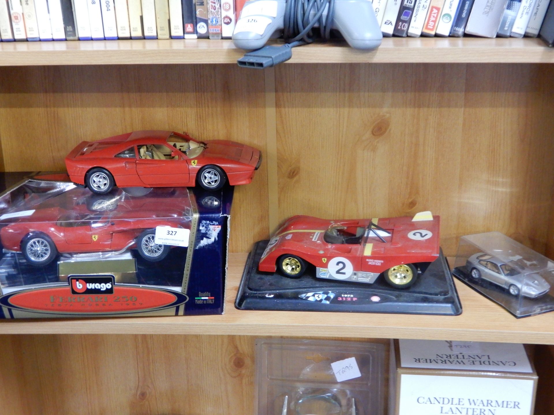 Three Vintage Ferrari Diecast Model Cars by Burago