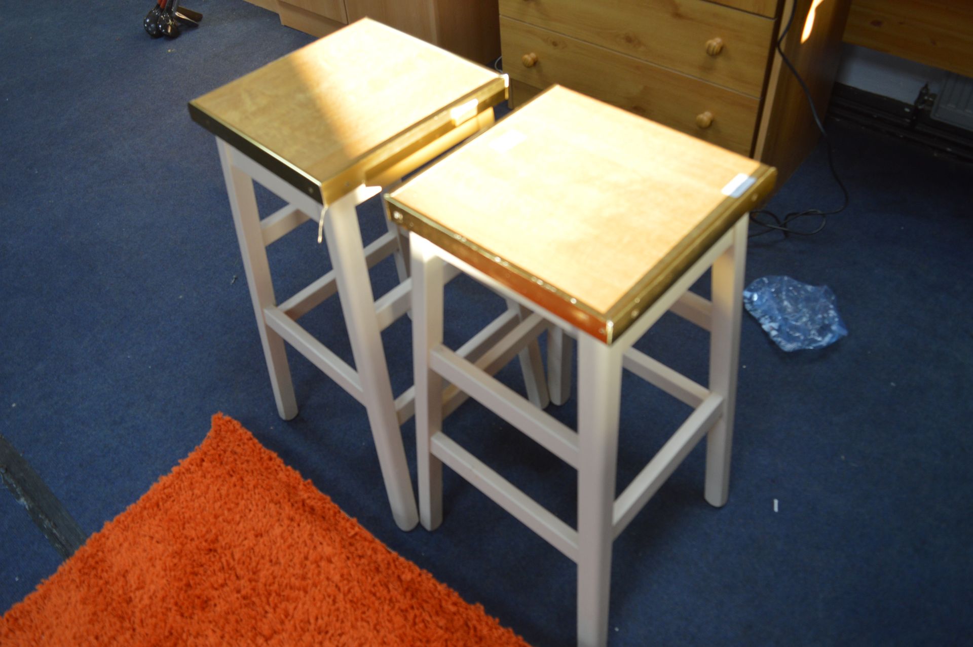 Pair of Cream Painted Kitchen Stools
