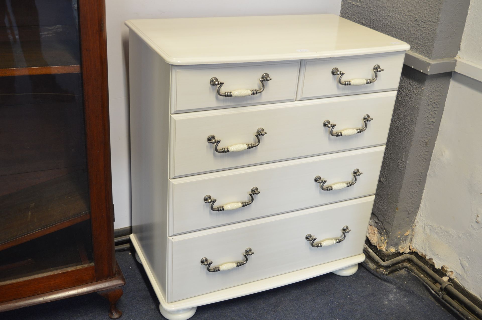 White Painted Five Drawer Bedroom Chest