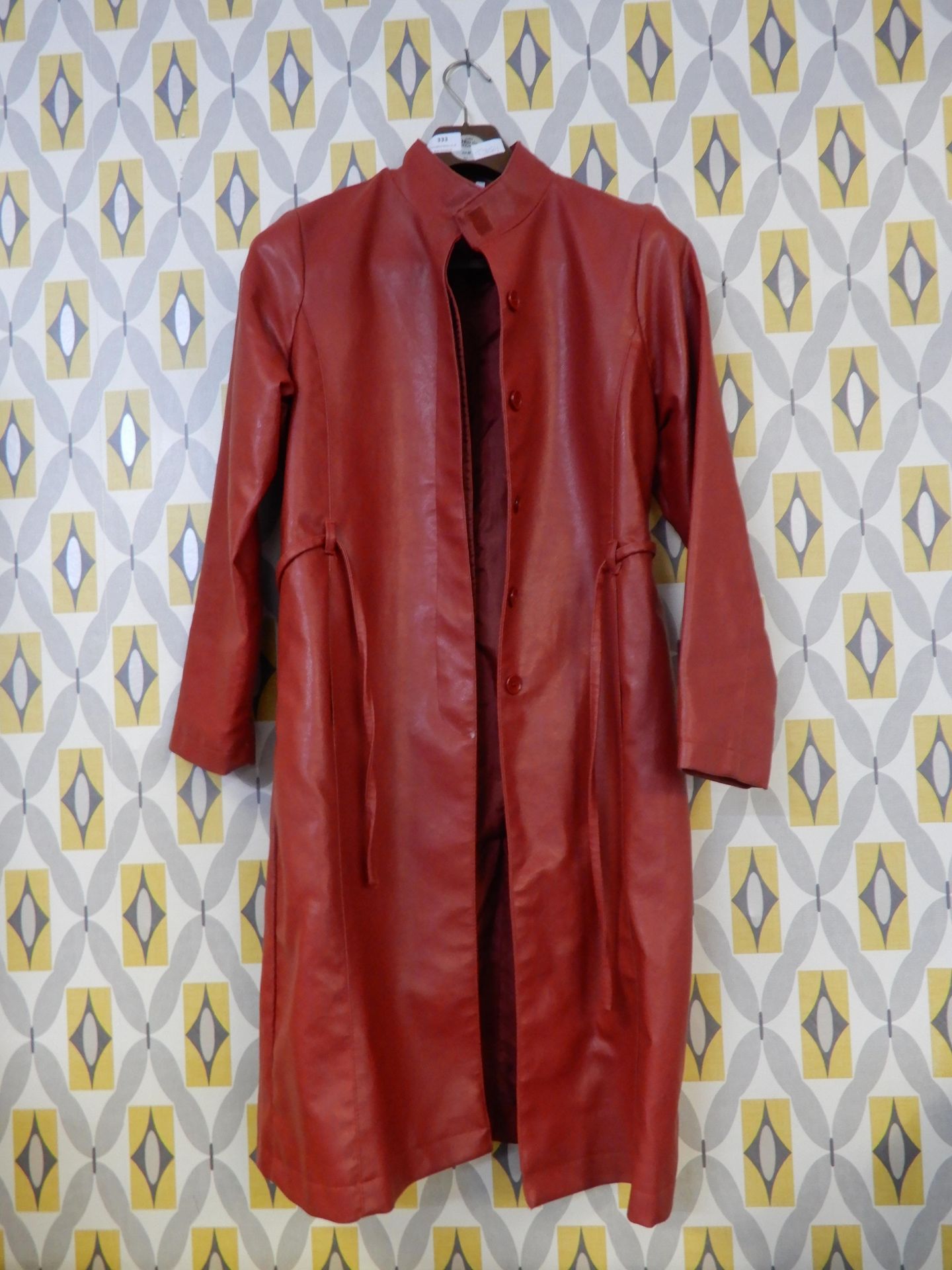 Vintage Red Ladies Leather Effect Raincoat