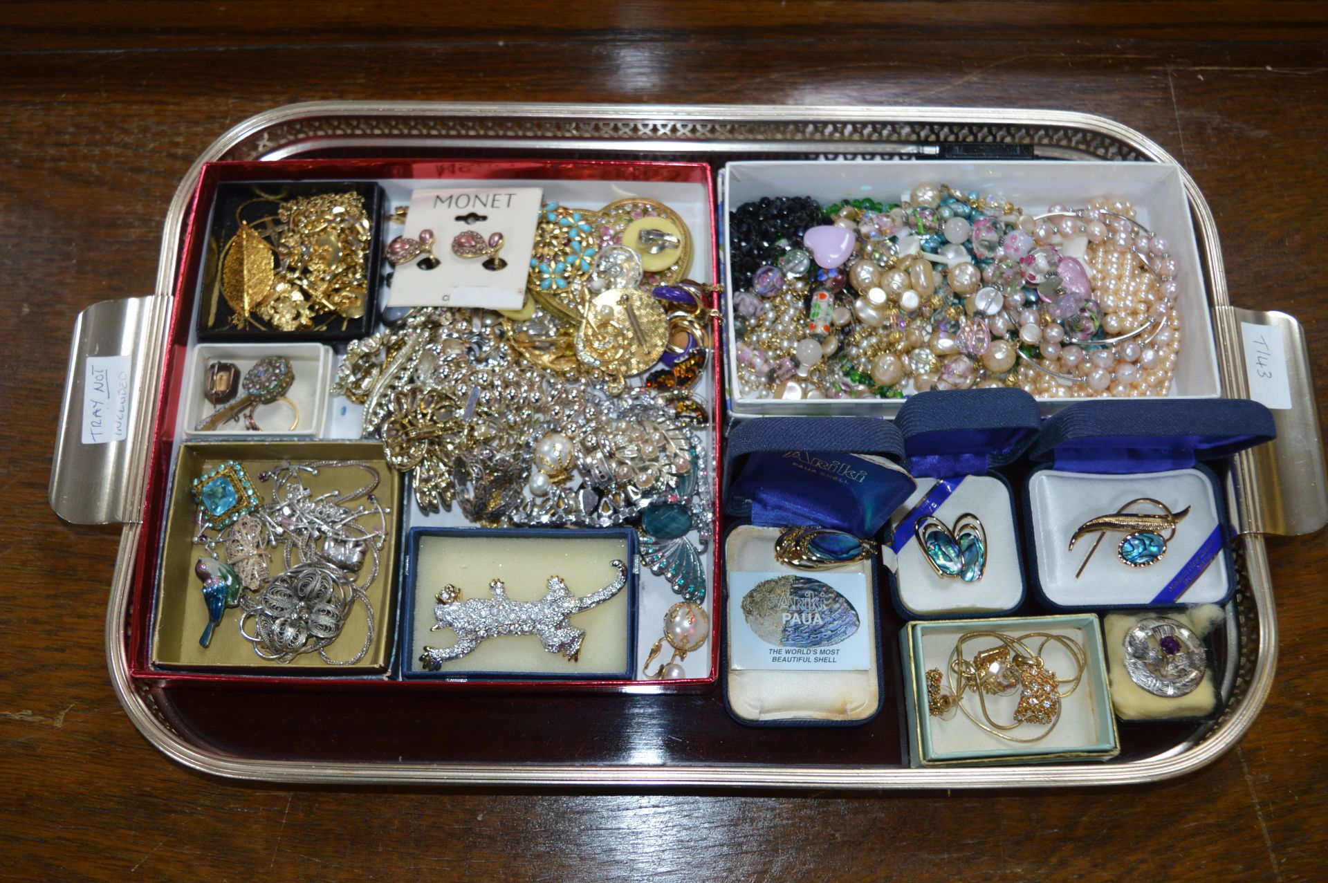 Tray Lot of Vintage Costume Jewellery and Paua She