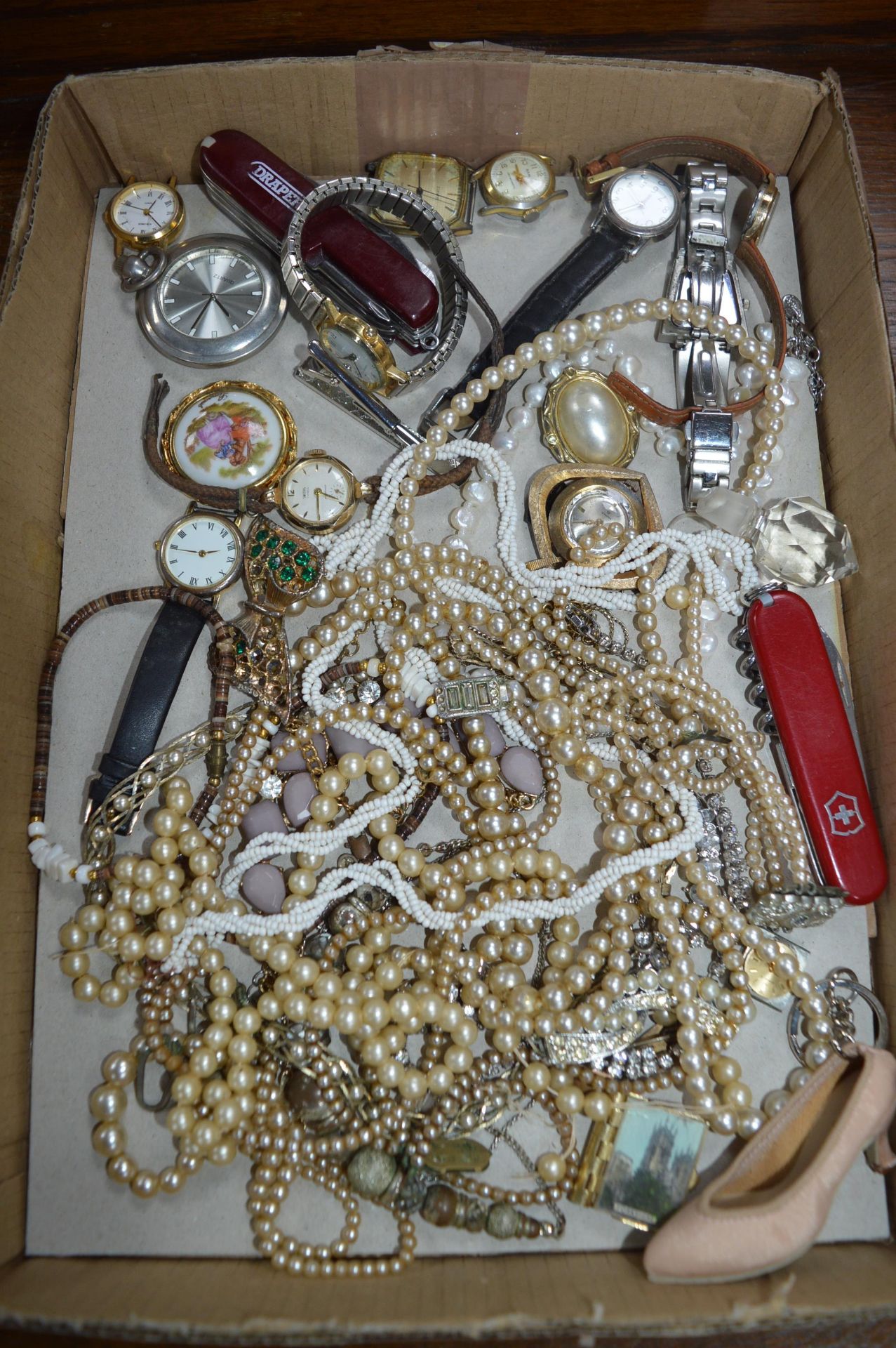 Tray Lot of Vintage Costume Jewellery, Wristwatche