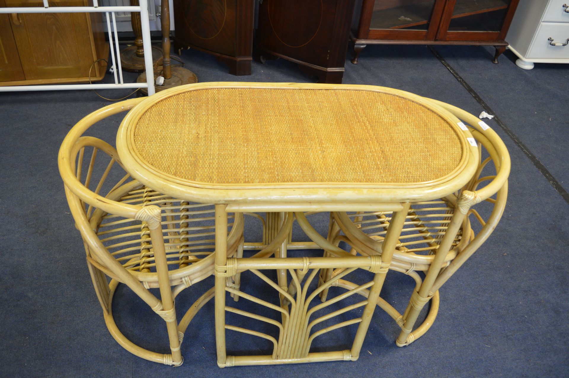 Bamboo Conservatory Table and Two Matching Chairs