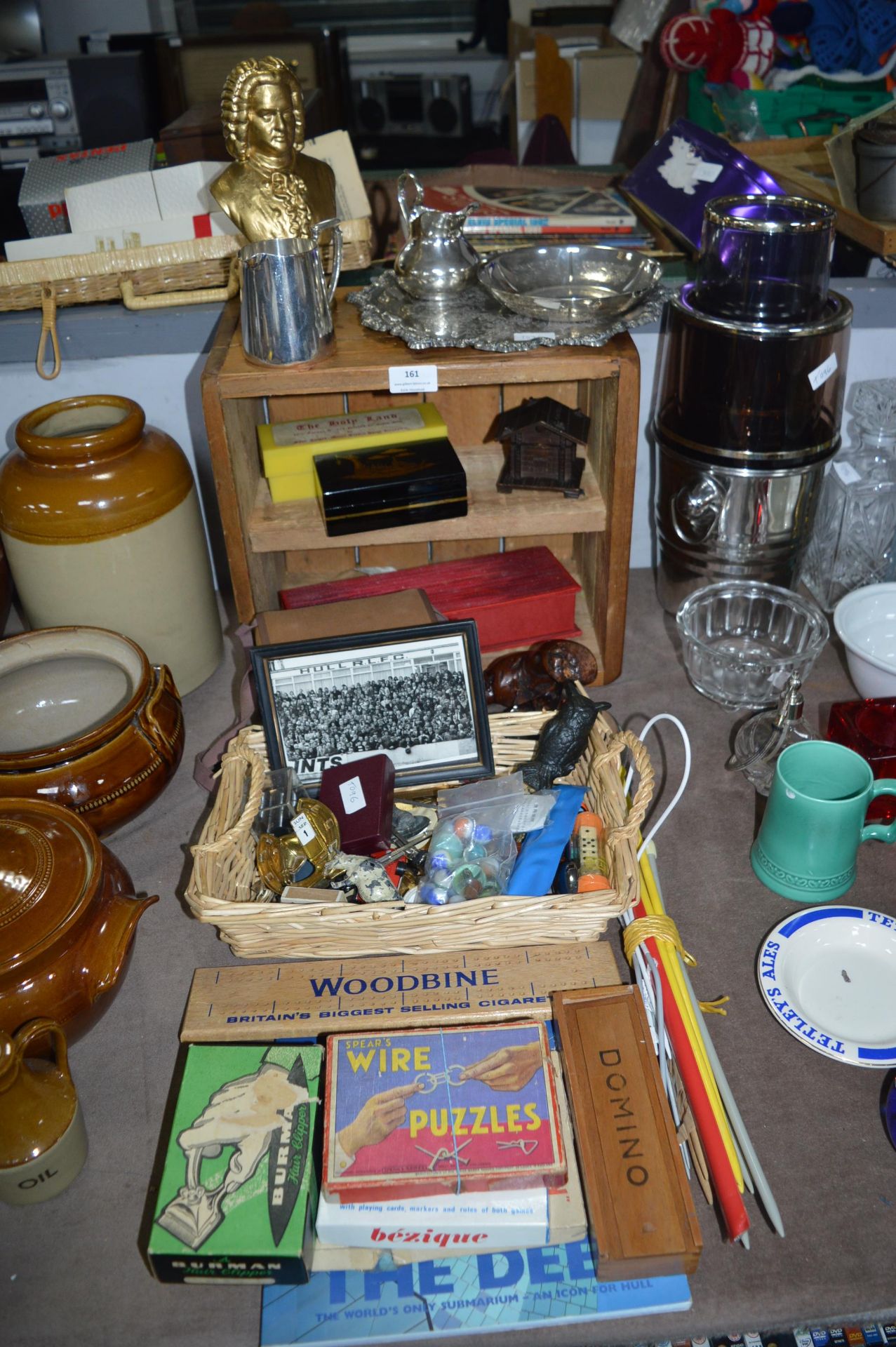 Assorted Collectibles Including Wooden Display Sta