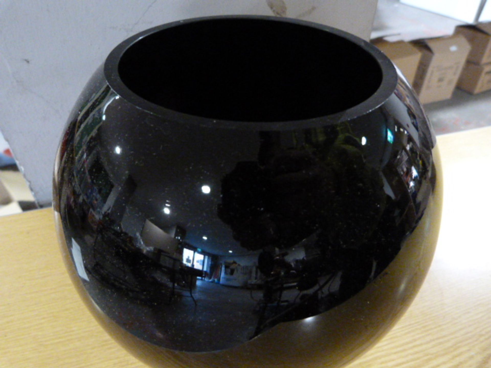 *Black Glass Spherical Bowl