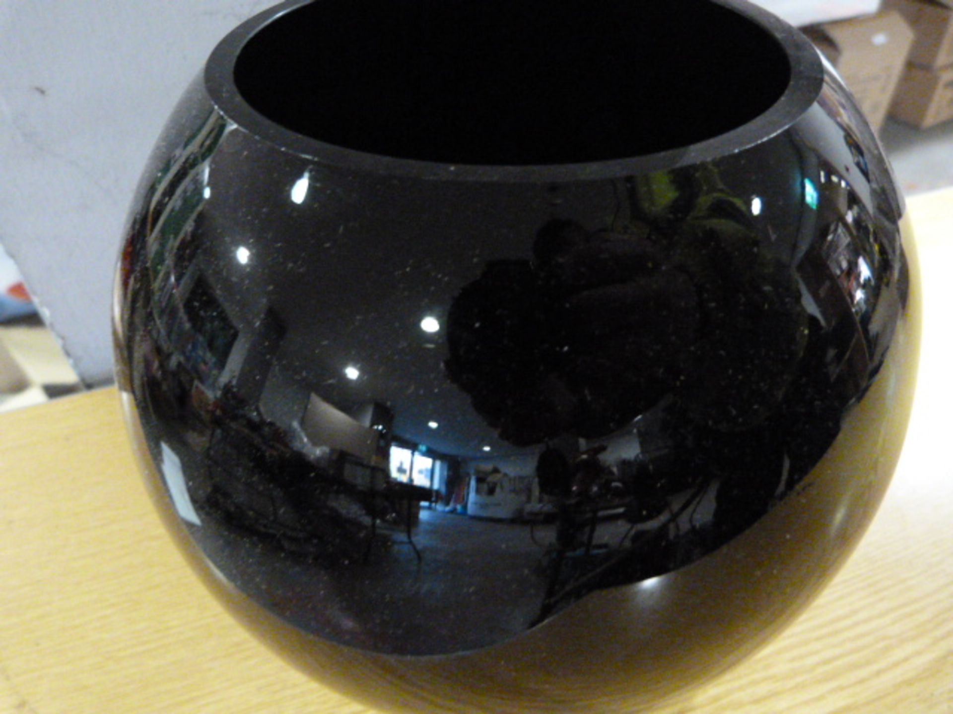 *Black Glass Spherical Bowl