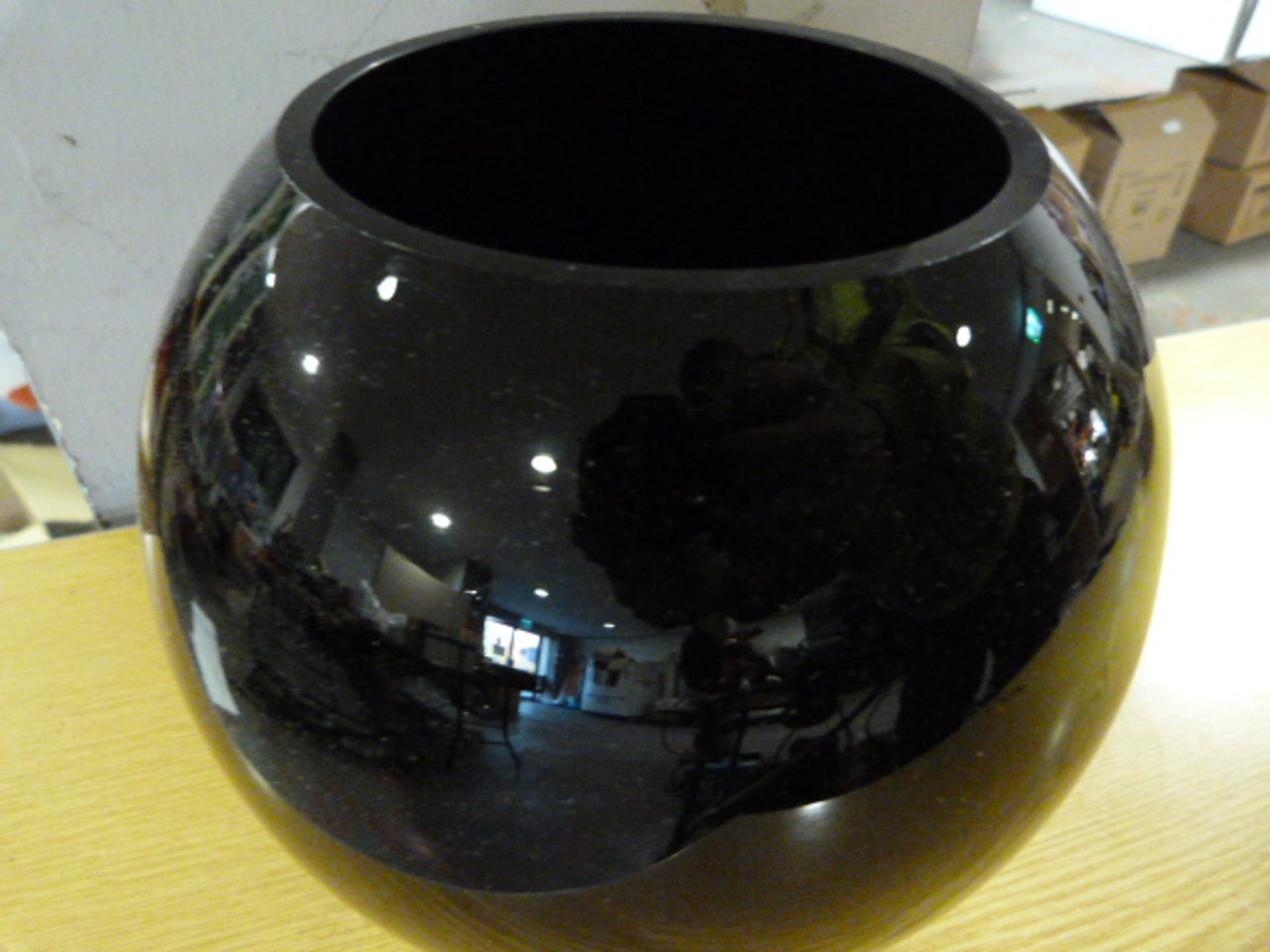 *Black Glass Spherical Bowl