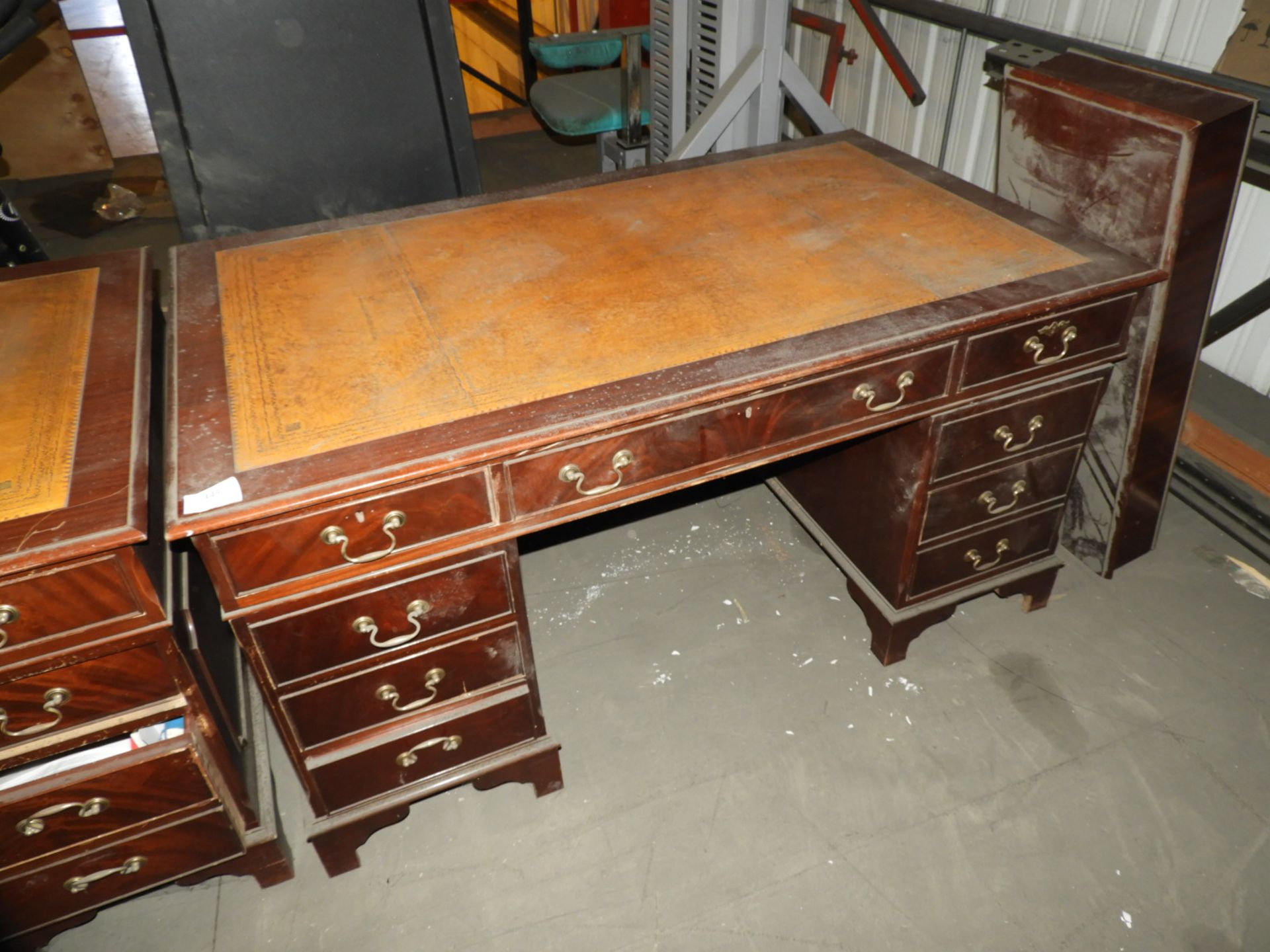 *Mahogany Repro Double Pedestal Desk with Inlet Le