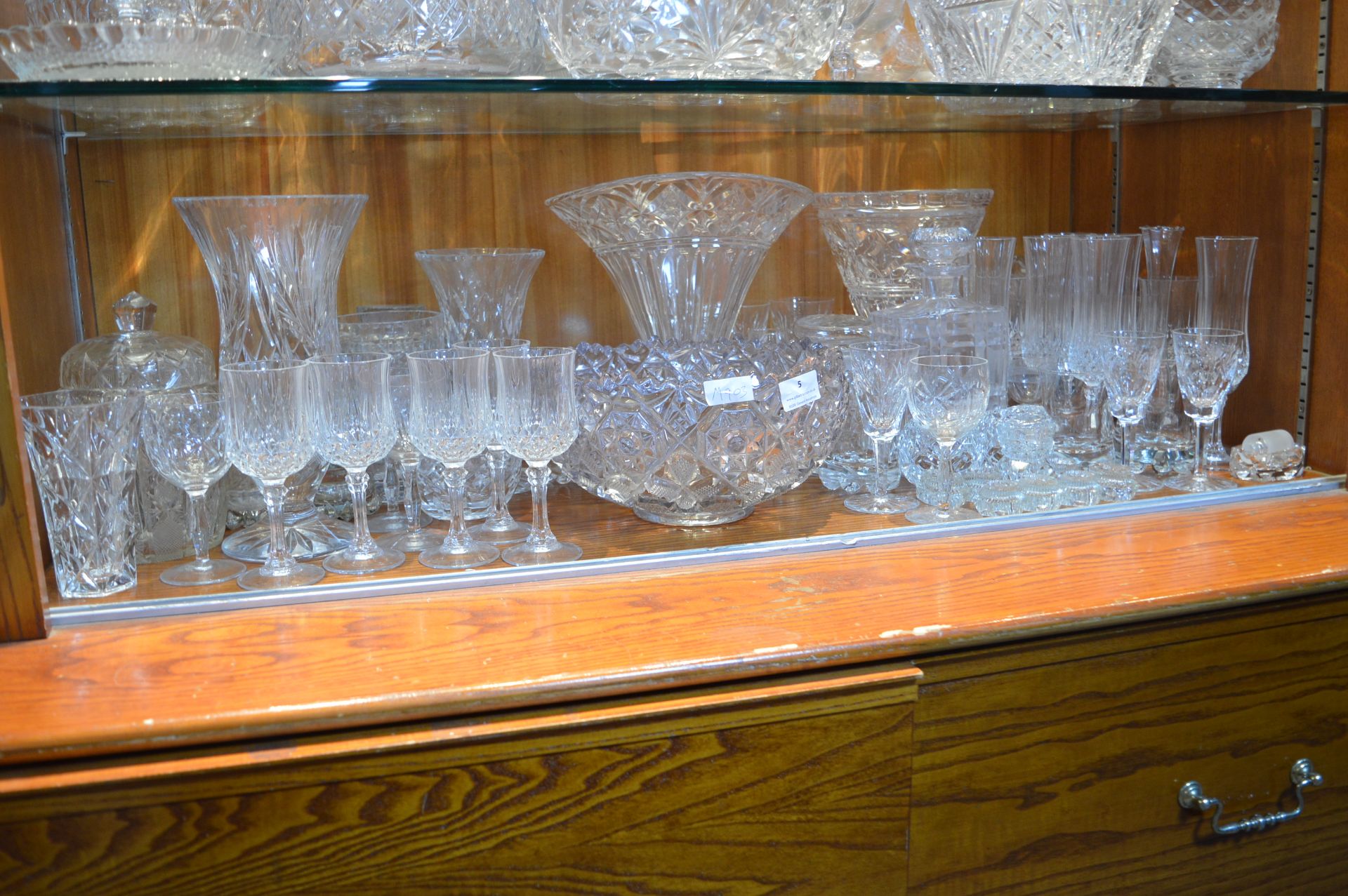 Cut Glass Vases, Wine Glasses, etc.