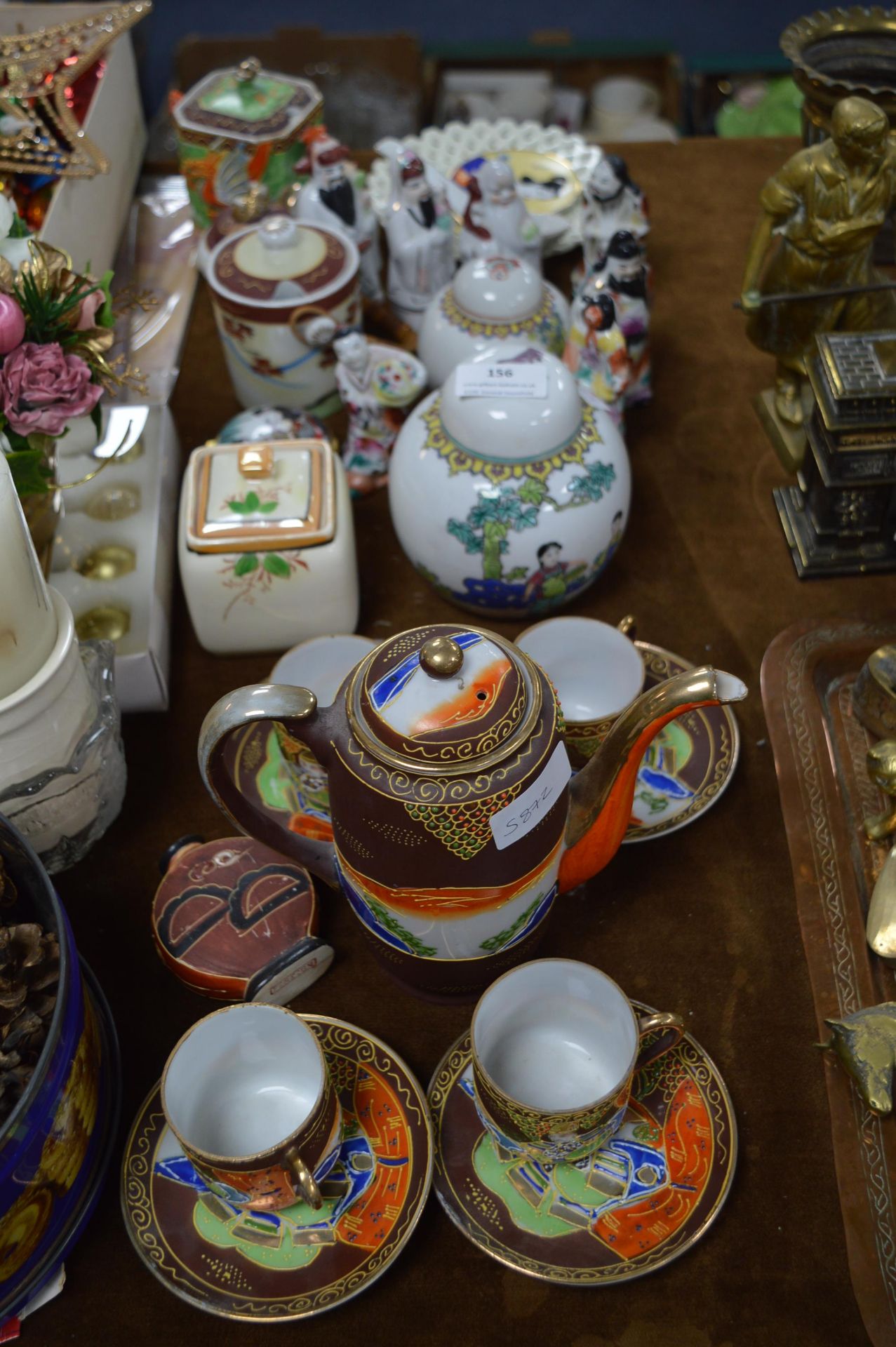 Oriental Egg Shell Tea Set and Decorative Items