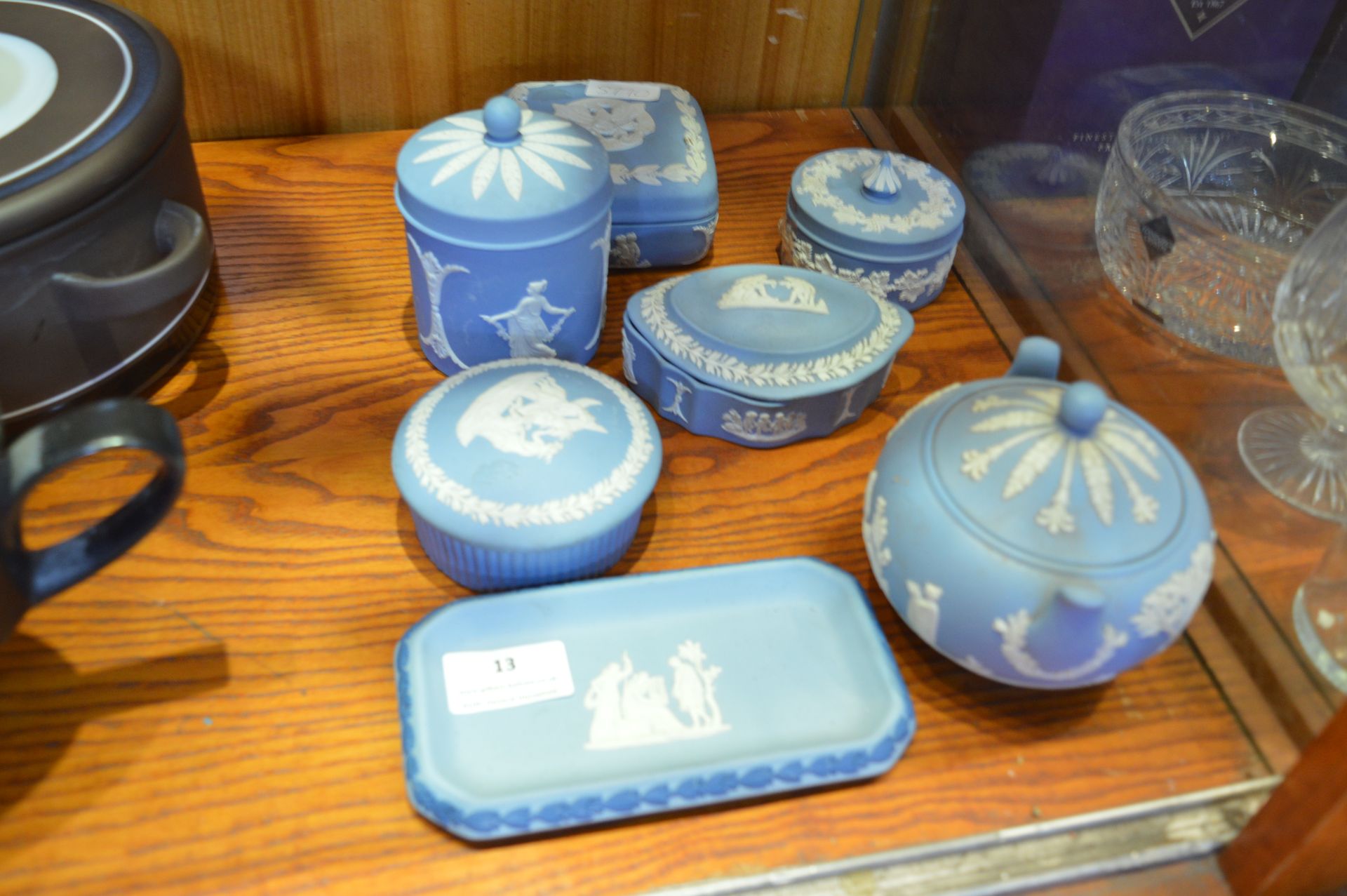 Seven Items of Wedgwood Blue & White Jasper Ware