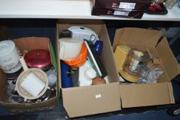 Three Boxes of Kitchenware, Food Processor, Biscui