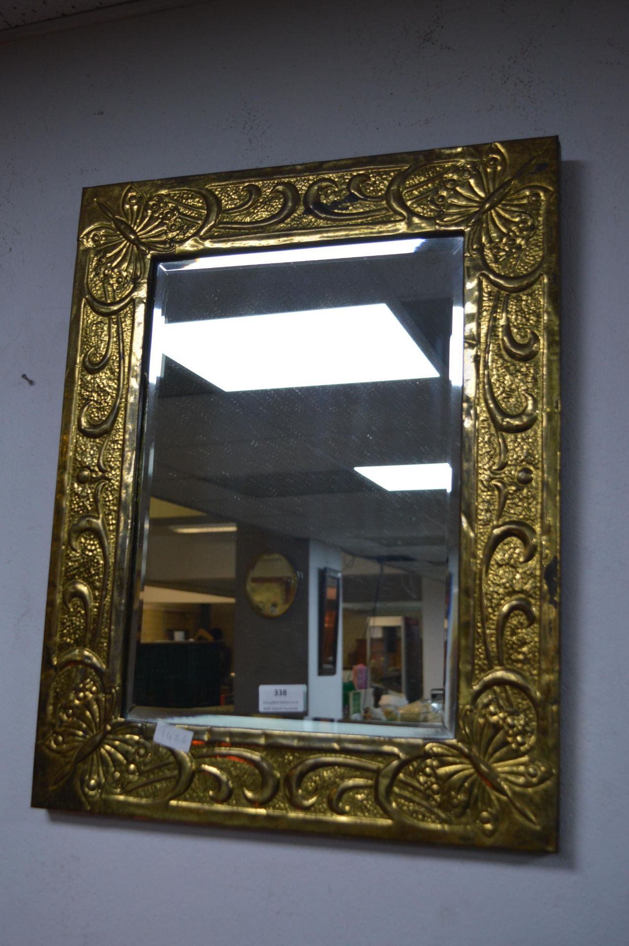 Embossed Brass Bevelled Edge Wall Mirror
