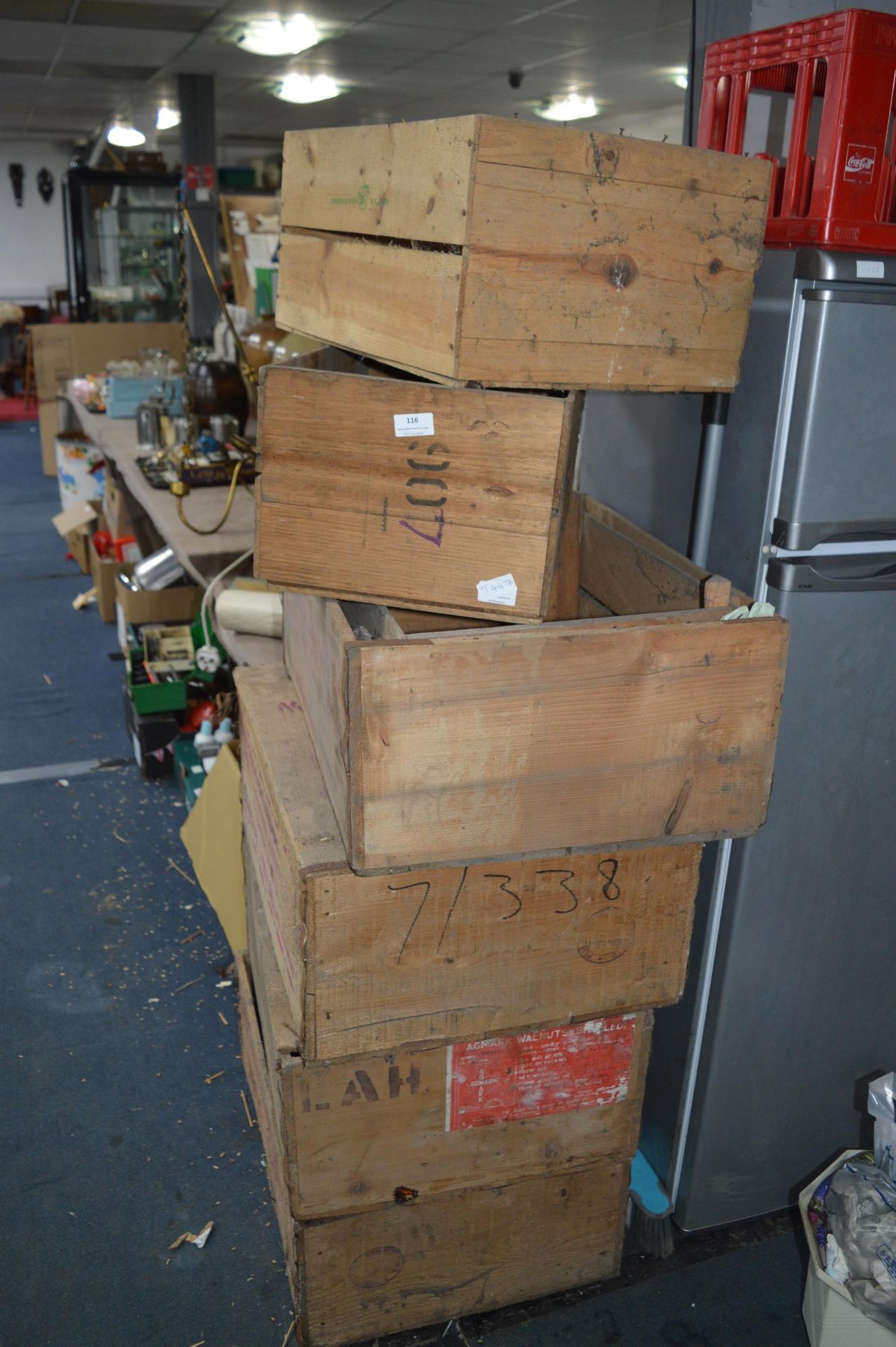 Seven Vintage Fruit Crates