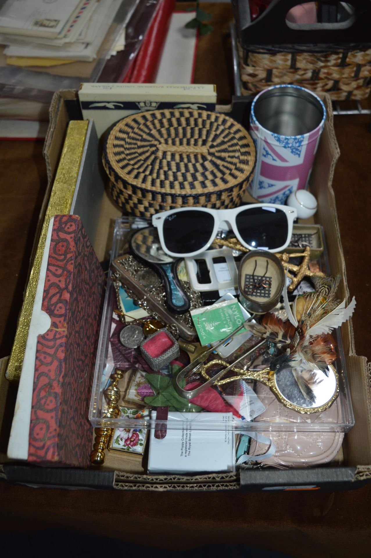 Small Box of Collectibles, Ray Ban Sunglasses, Cos