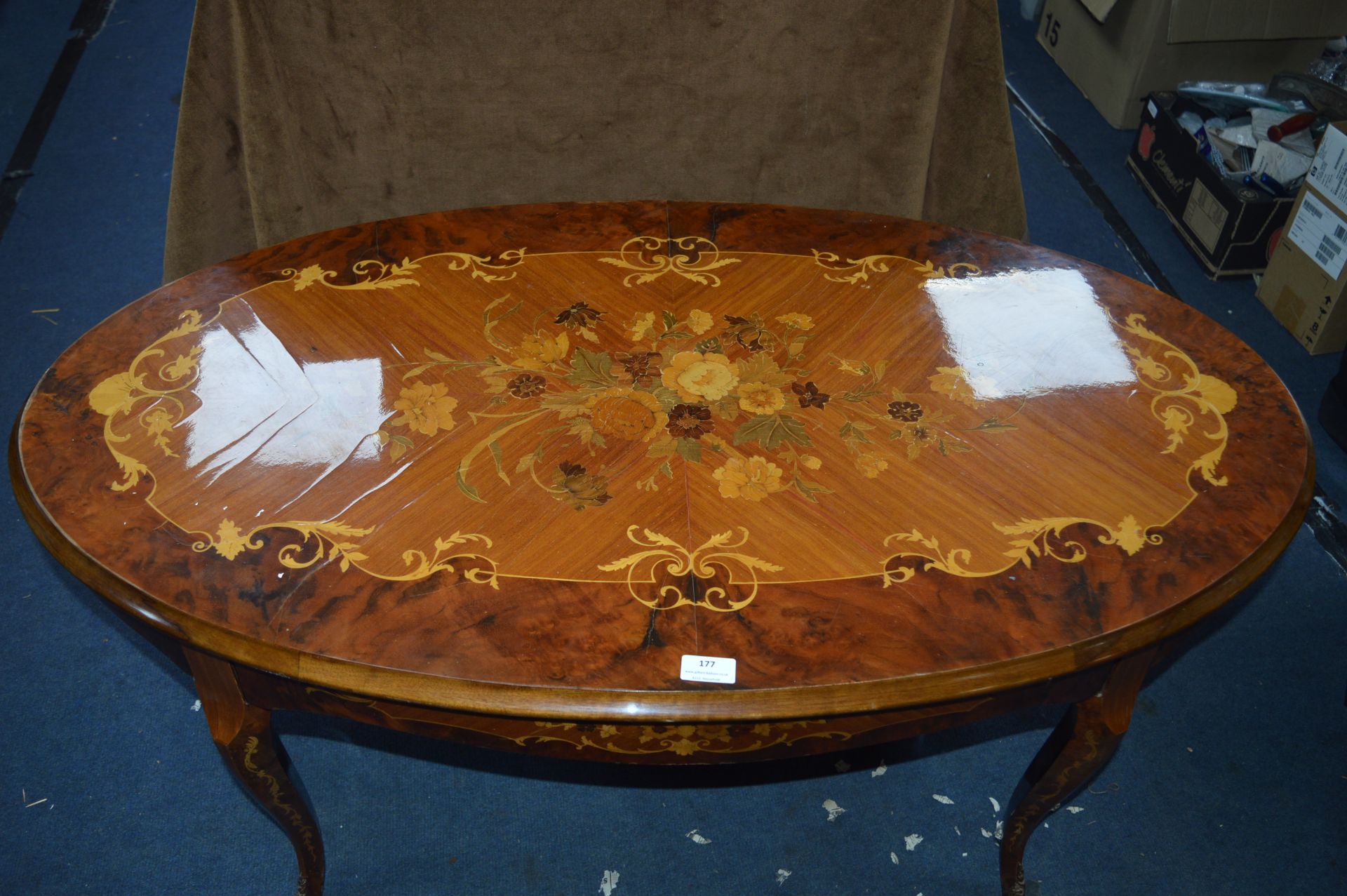 Inlaid Sorrento Ware Oval Coffee Table